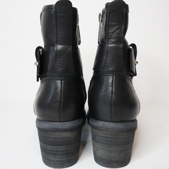 Donald J. Pliner, Diem, Moto Leather Buckle Block Heel Ankle Boot, Black, Silver - Picture 6 of 10